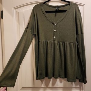 Glitzy Girlz Waffle Knit Babydoll Shirt